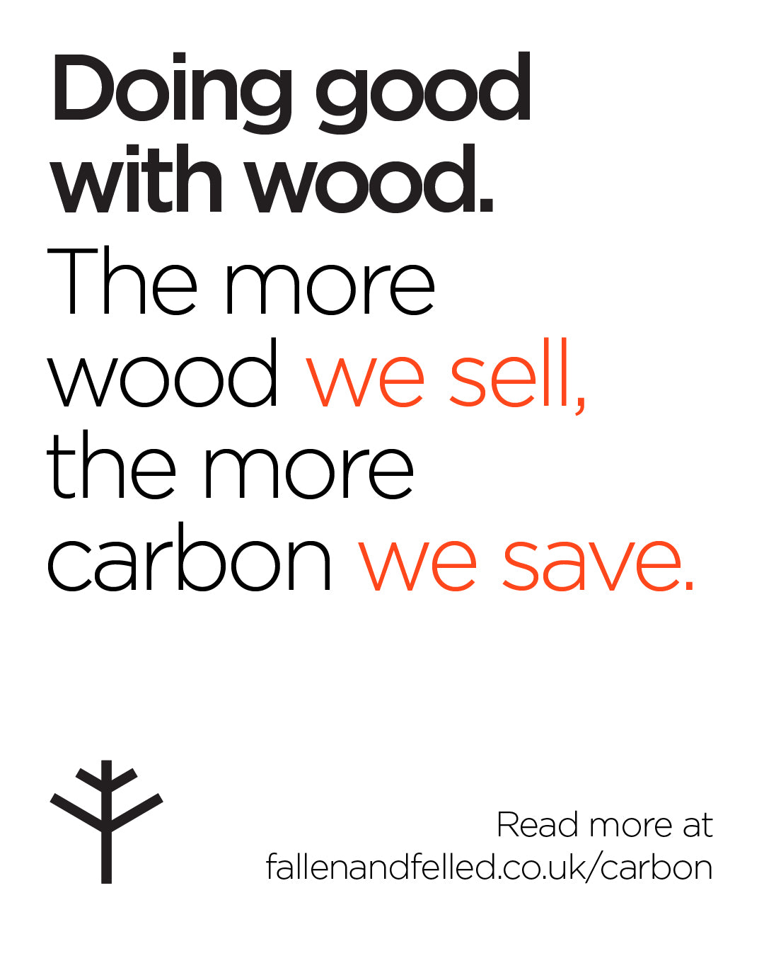 Doing good with wood. The more wood we sell the more carbon we save.