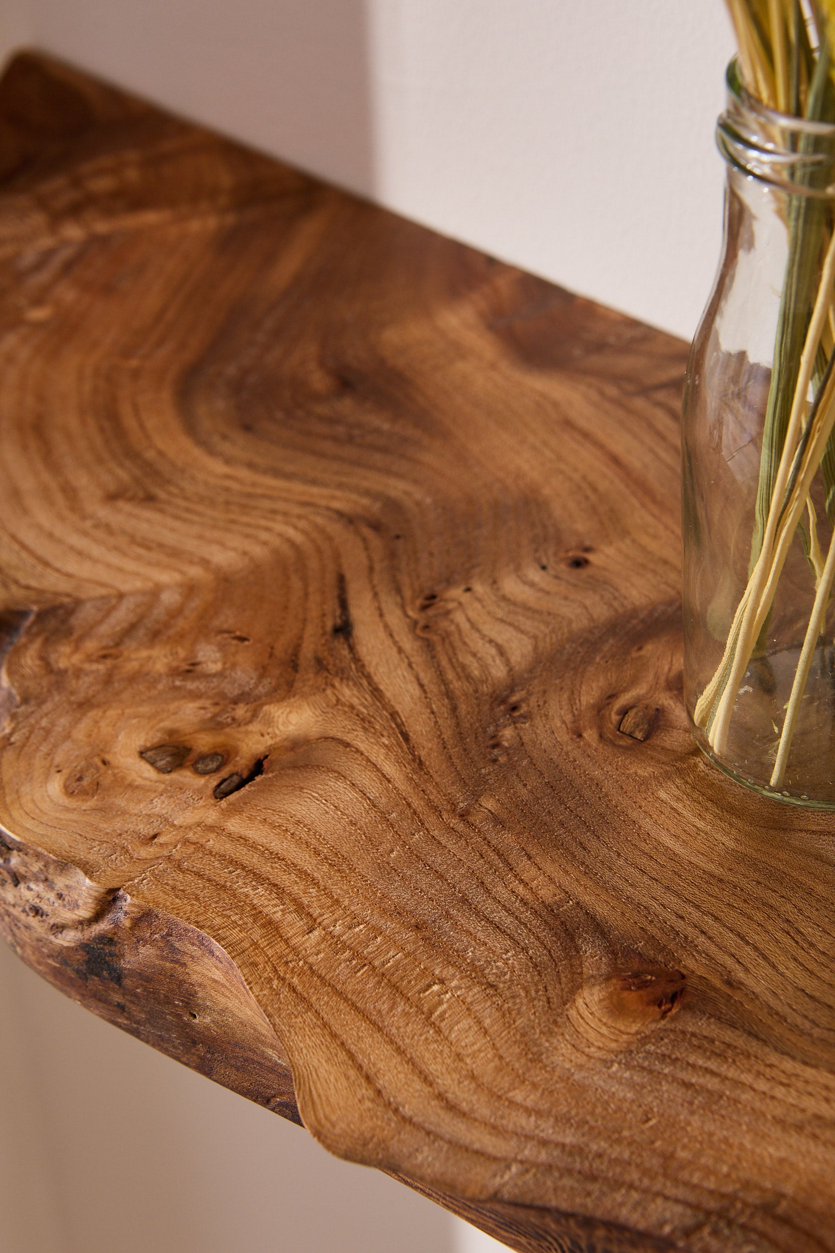 Floating live edge elm shelf 