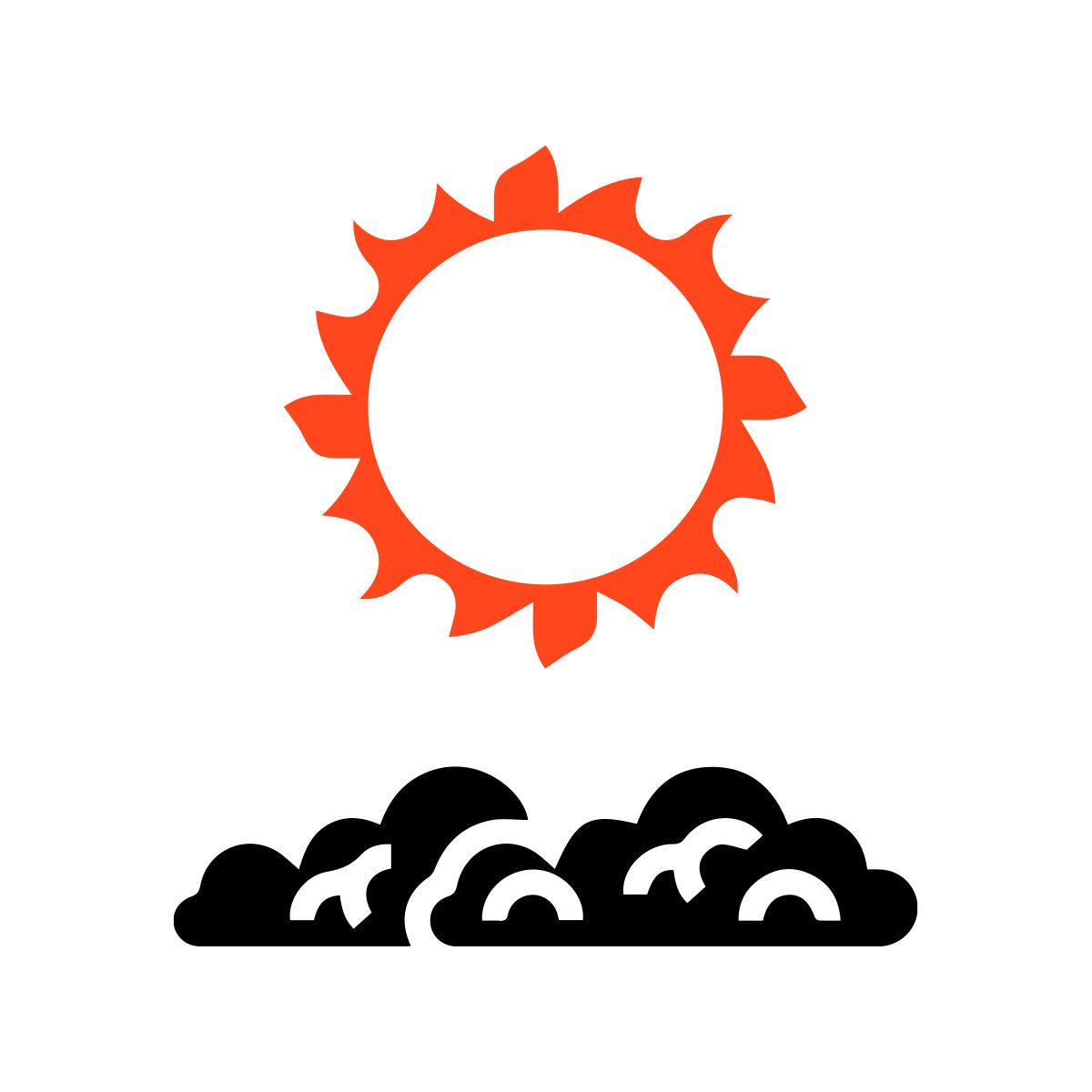 An graphic image of the sun and clouds