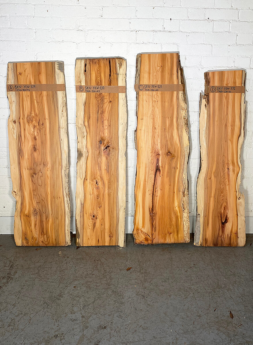 Yew - Double Live Edge Boards Front